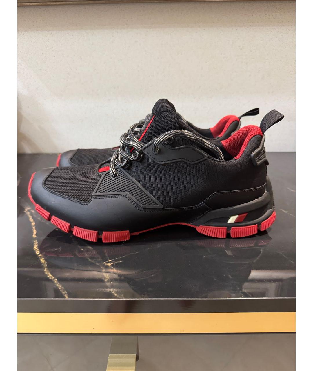 PRADA Черные синтетические низкие кроссовки / кеды, фото 9