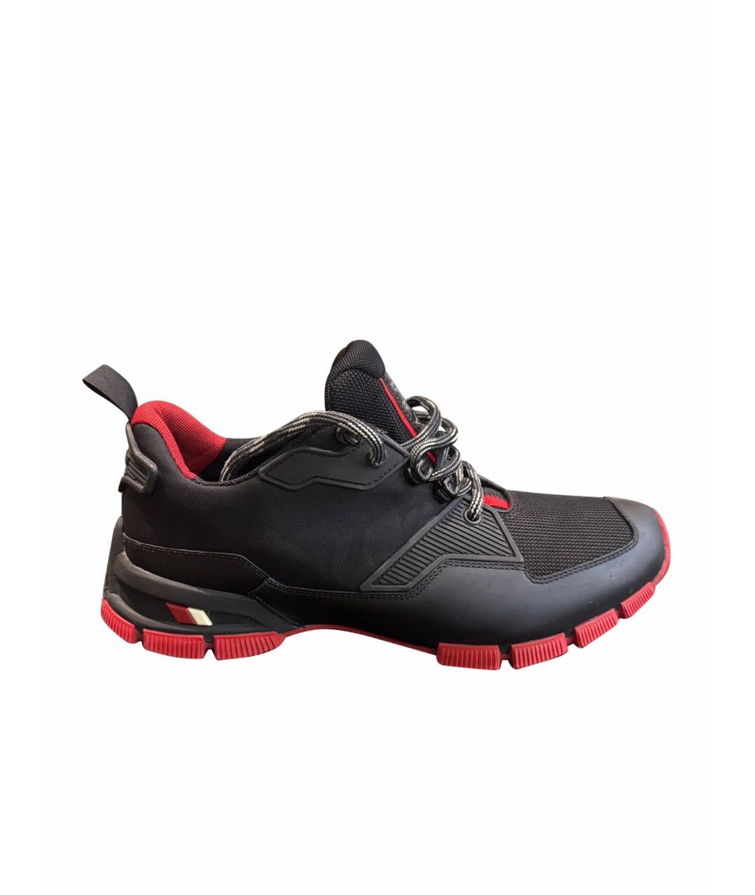 PRADA Черные синтетические низкие кроссовки / кеды, фото 1