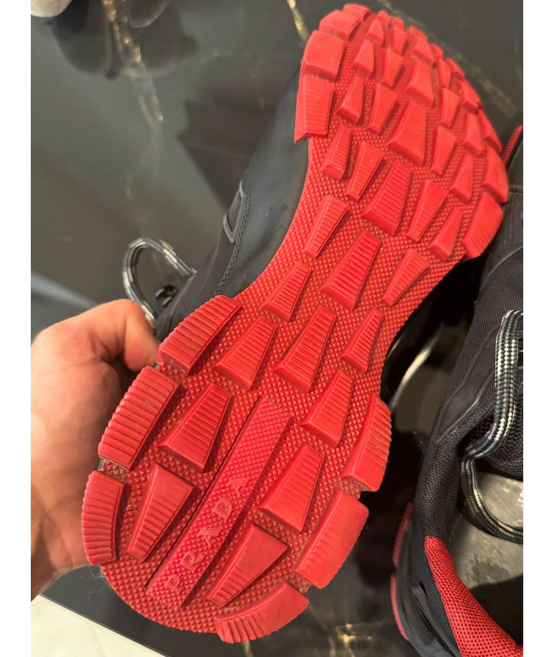 PRADA Черные синтетические низкие кроссовки / кеды, фото 6