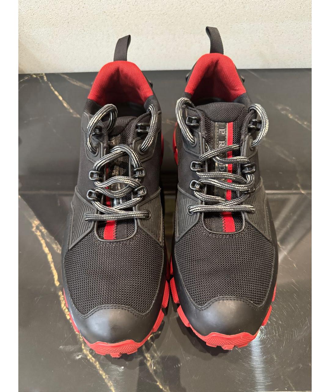 PRADA Черные синтетические низкие кроссовки / кеды, фото 2