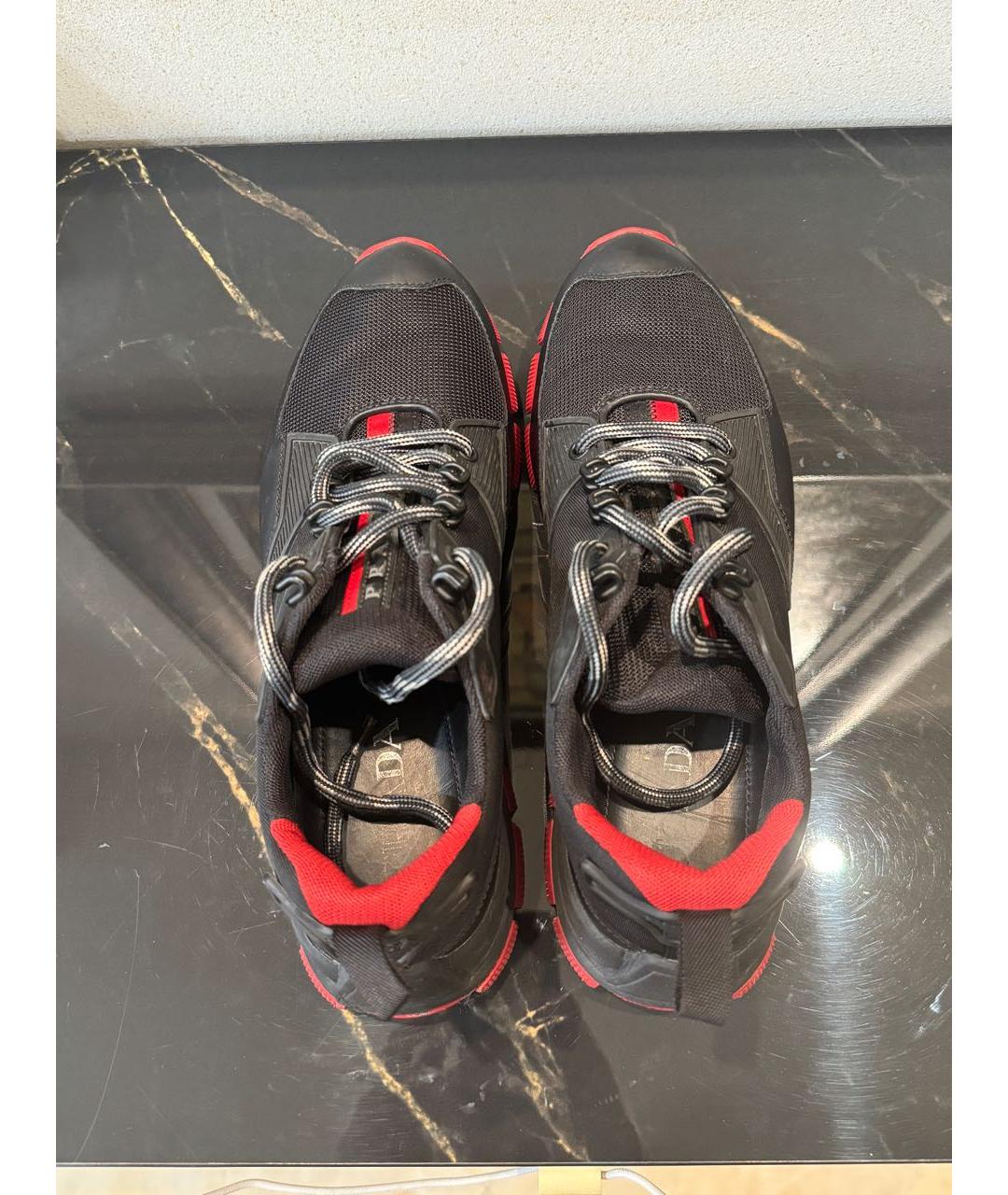 PRADA Черные синтетические низкие кроссовки / кеды, фото 3