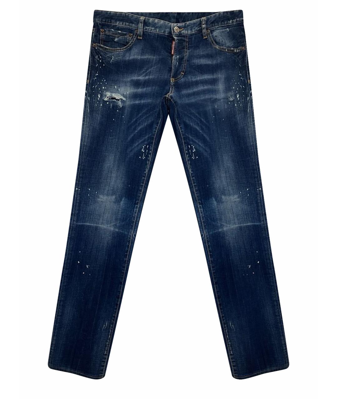 DSQUARED2 Темно-синие хлопко-эластановые джинсы скинни, фото 1