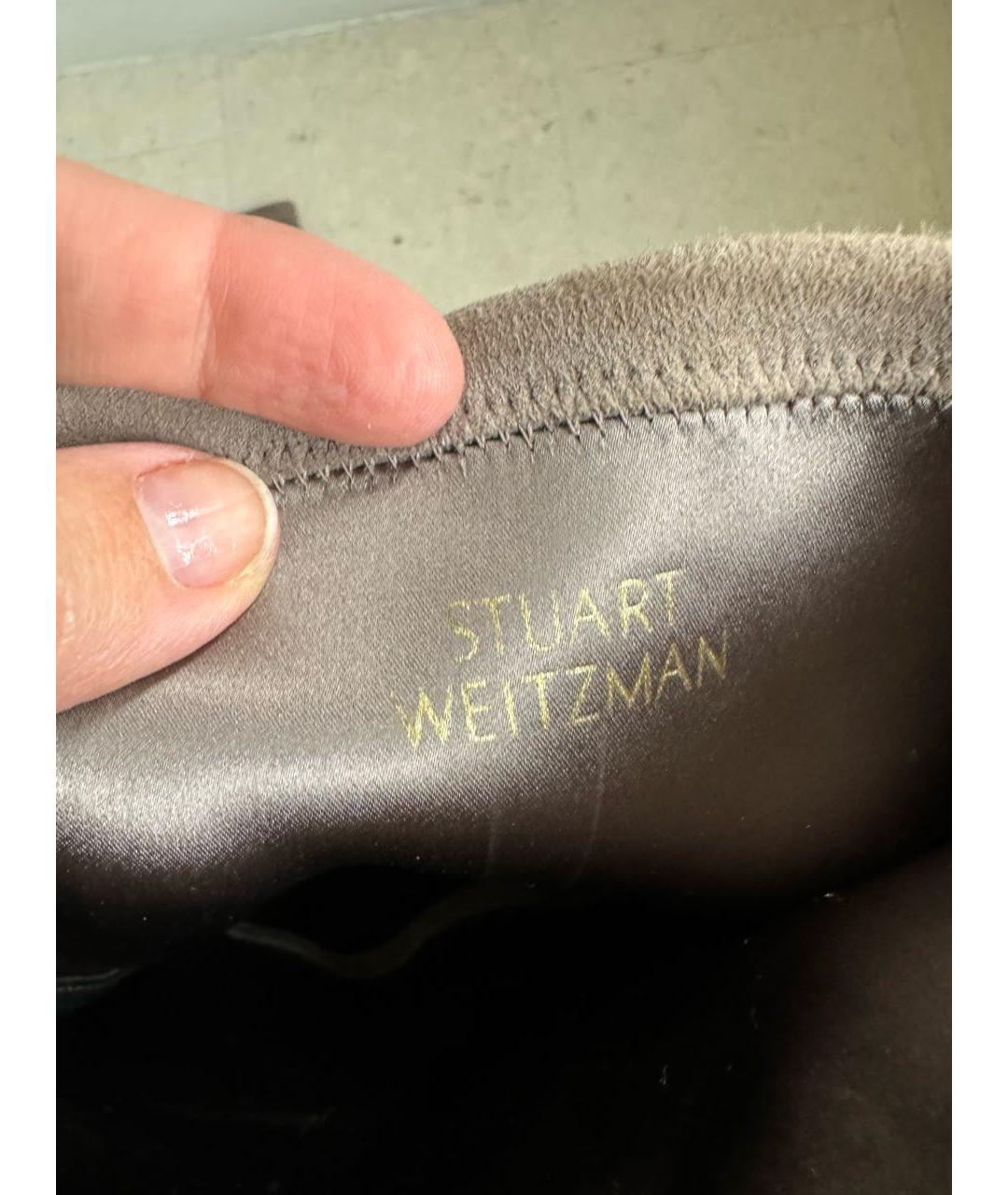 STUART WEITZMAN Антрацитовые замшевые ботфорты, фото 5