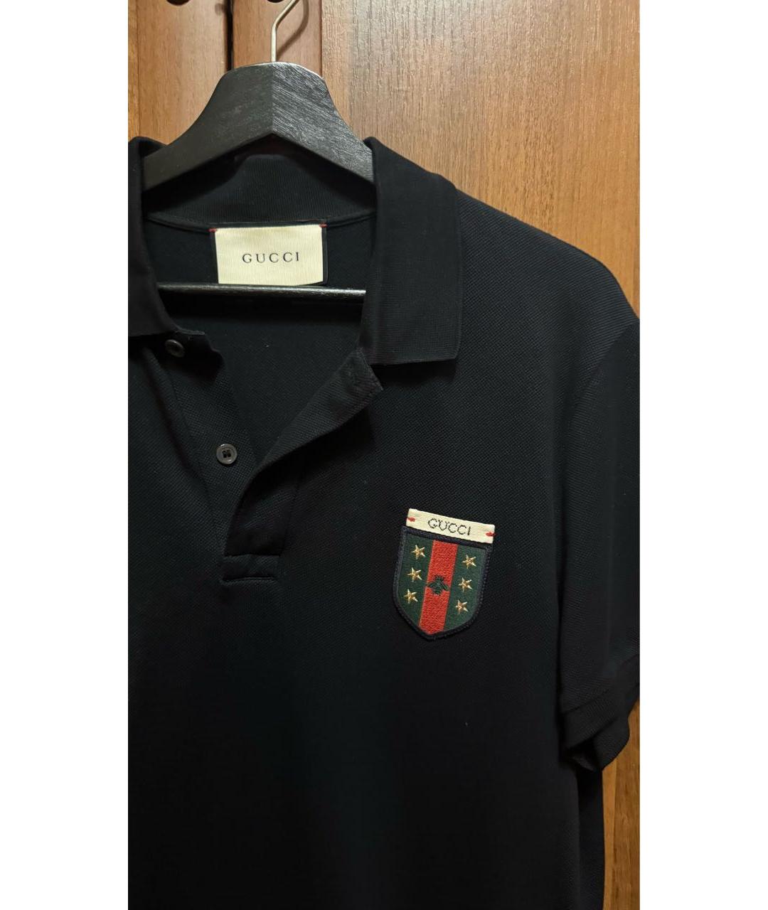 GUCCI Черное хлопковое поло с коротким рукавом, фото 3