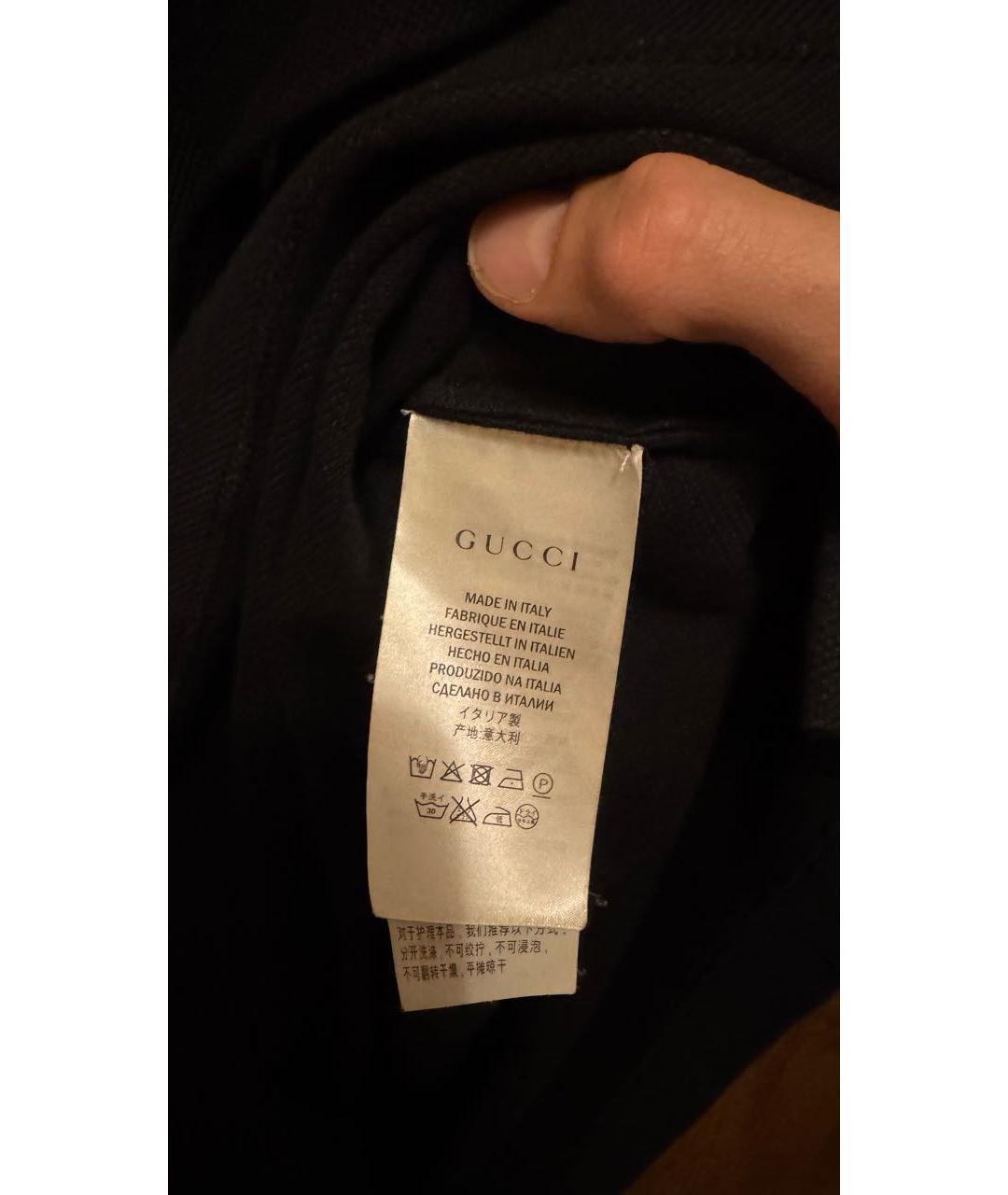 GUCCI Черное хлопковое поло с коротким рукавом, фото 4
