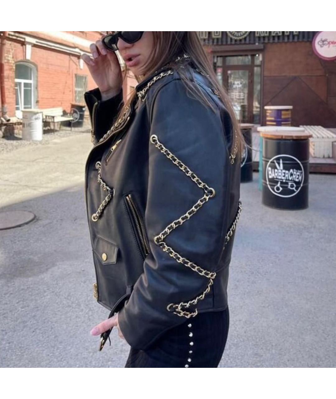 MOSCHINO Черная кожаная куртка, фото 8