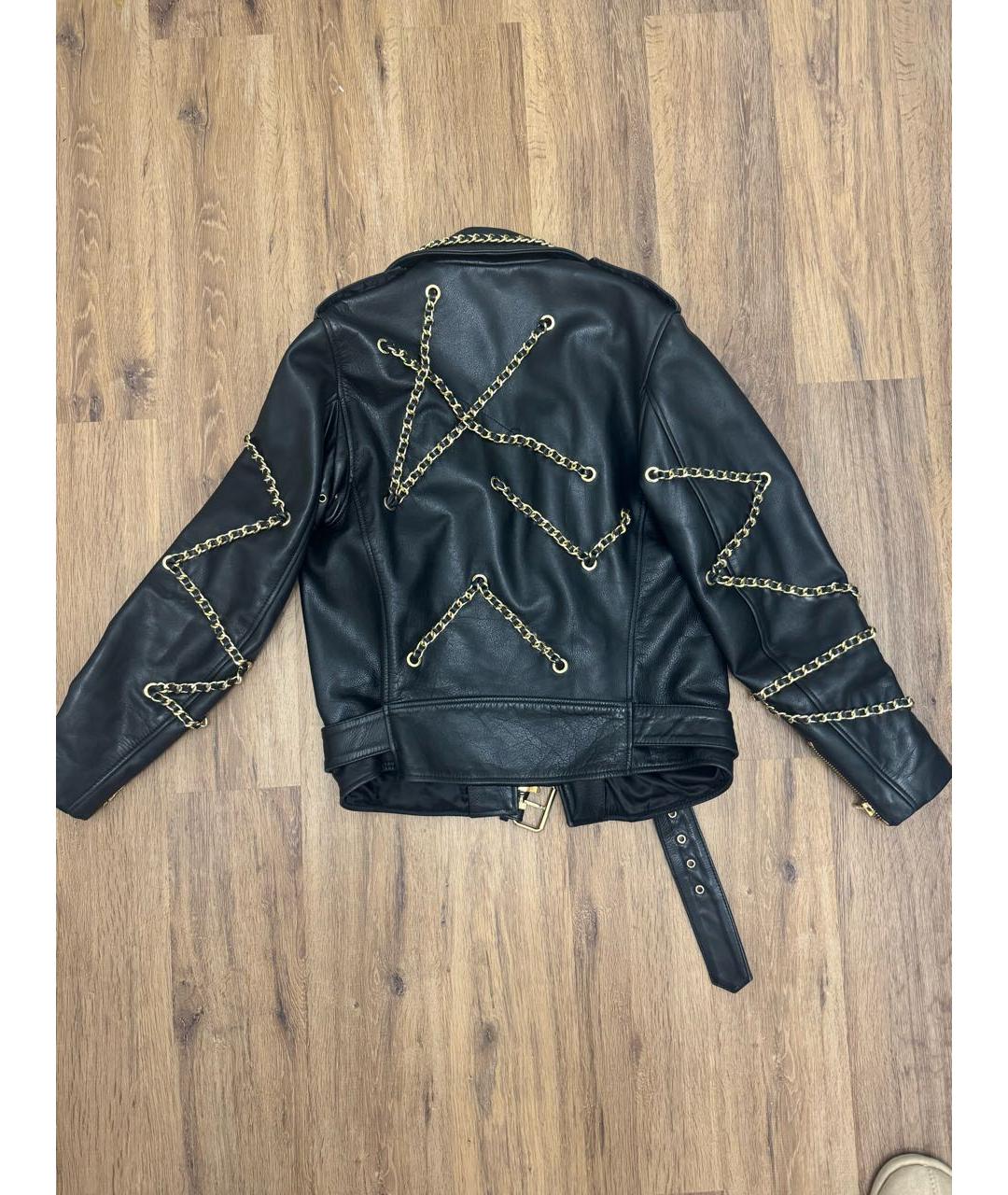 MOSCHINO Черная кожаная куртка, фото 2