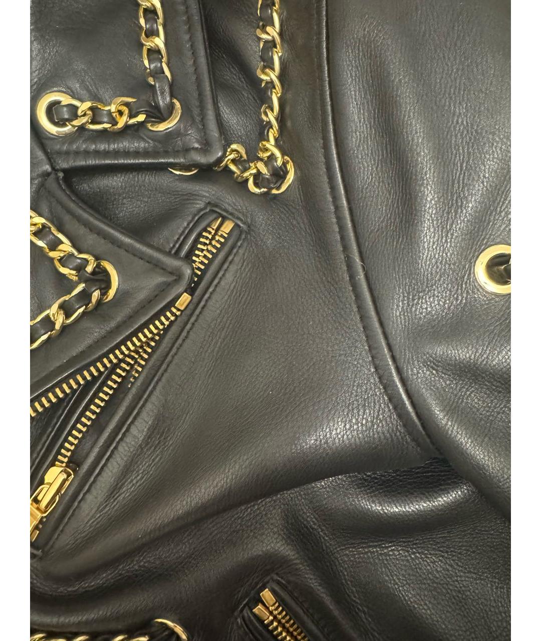 MOSCHINO Черная кожаная куртка, фото 4