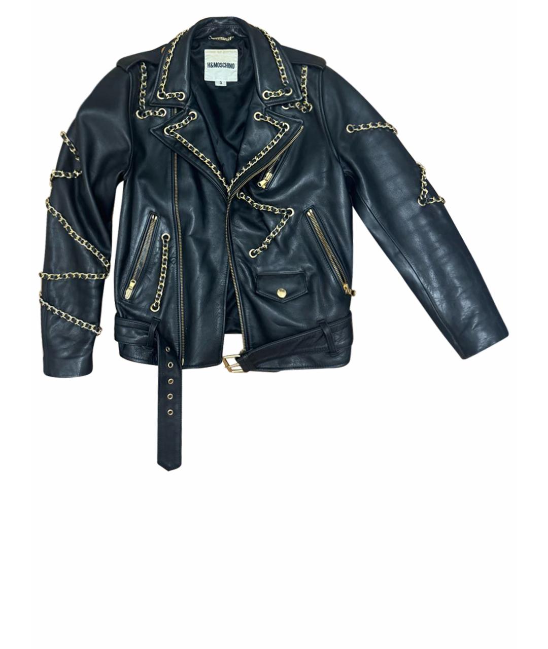 MOSCHINO Черная кожаная куртка, фото 1