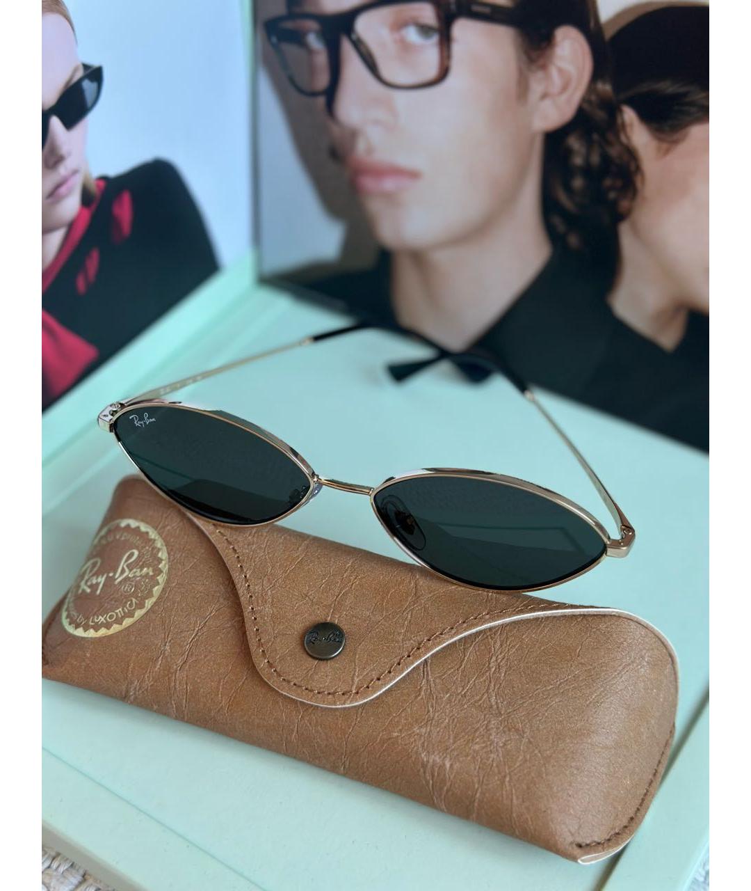 RAY BAN Антрацитовые металлические солнцезащитные очки, фото 5