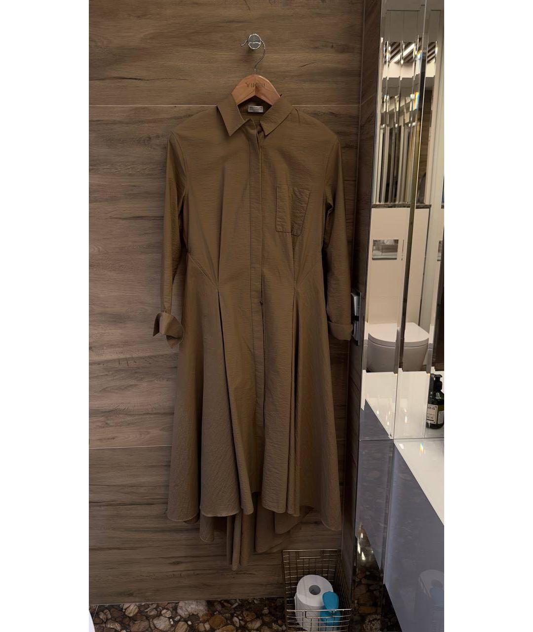 BRUNELLO CUCINELLI Коричневое хлопковое повседневное платье, фото 9