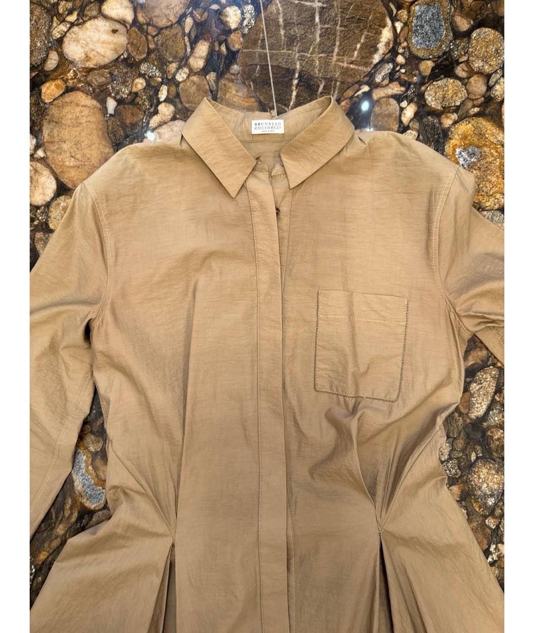 BRUNELLO CUCINELLI Коричневое хлопковое повседневное платье, фото 4