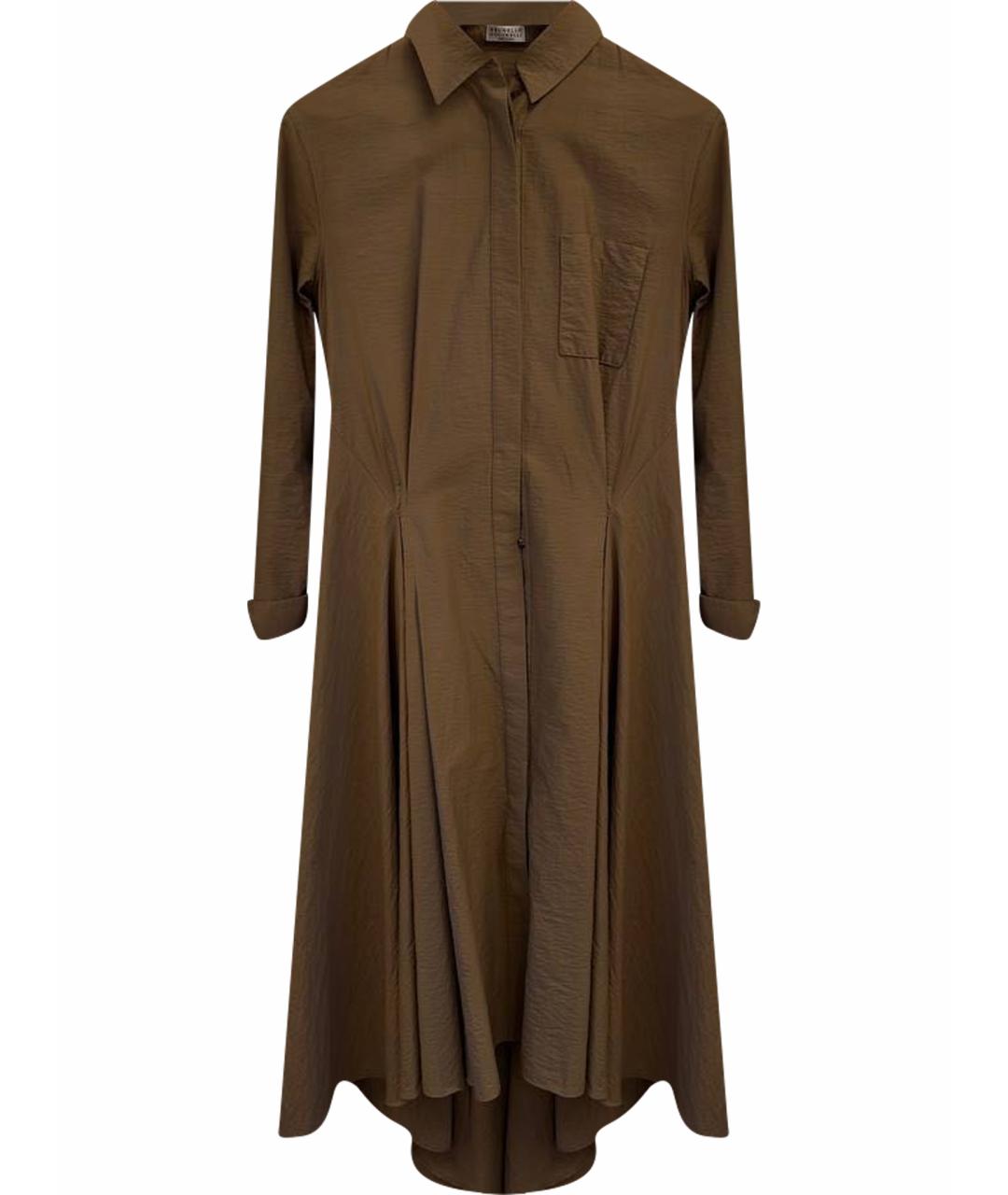 BRUNELLO CUCINELLI Коричневое хлопковое повседневное платье, фото 1