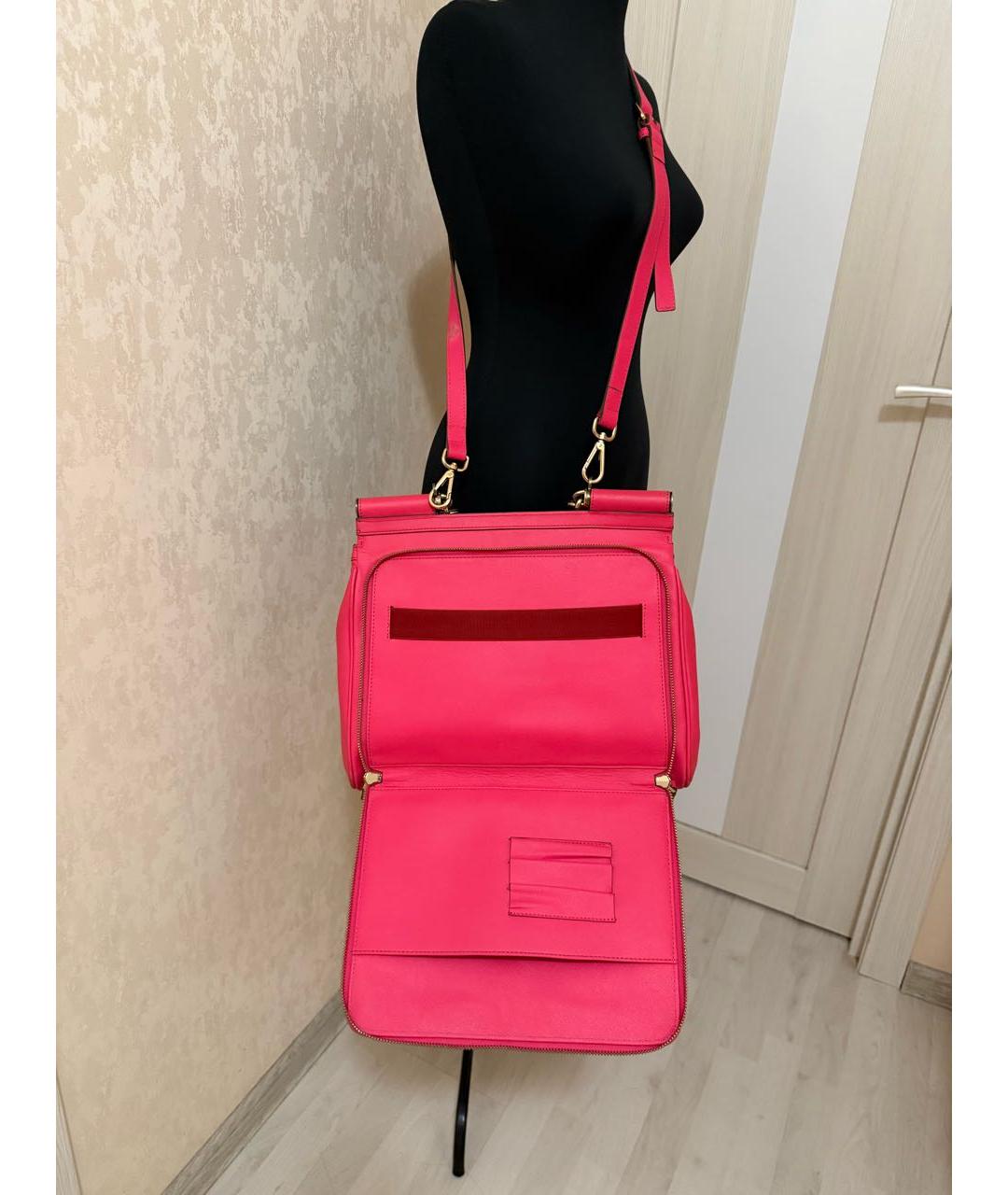 DOLCE&GABBANA Коралловая сумка с короткими ручками из экзотической кожи, фото 6