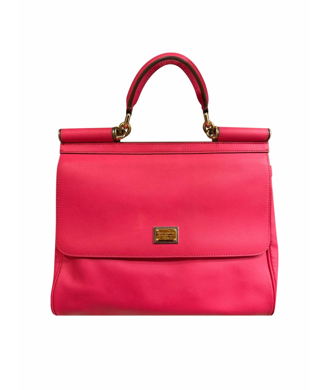 DOLCE&GABBANA Коралловая сумка с короткими ручками из экзотической кожи, фото 1