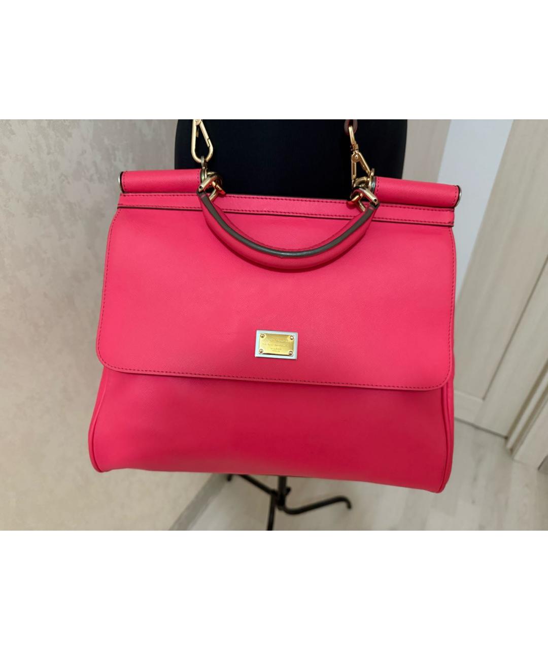 DOLCE&GABBANA Коралловая сумка с короткими ручками из экзотической кожи, фото 8