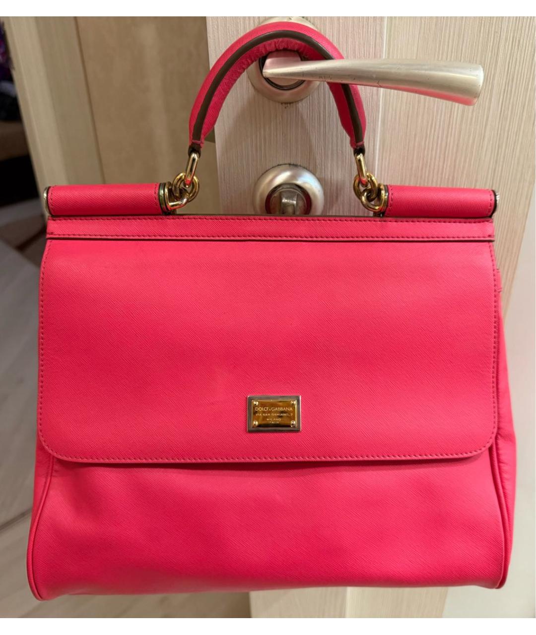 DOLCE&GABBANA Коралловая сумка с короткими ручками из экзотической кожи, фото 5