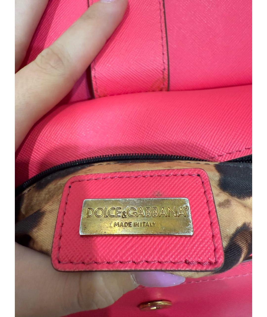 DOLCE&GABBANA Коралловая сумка с короткими ручками из экзотической кожи, фото 3
