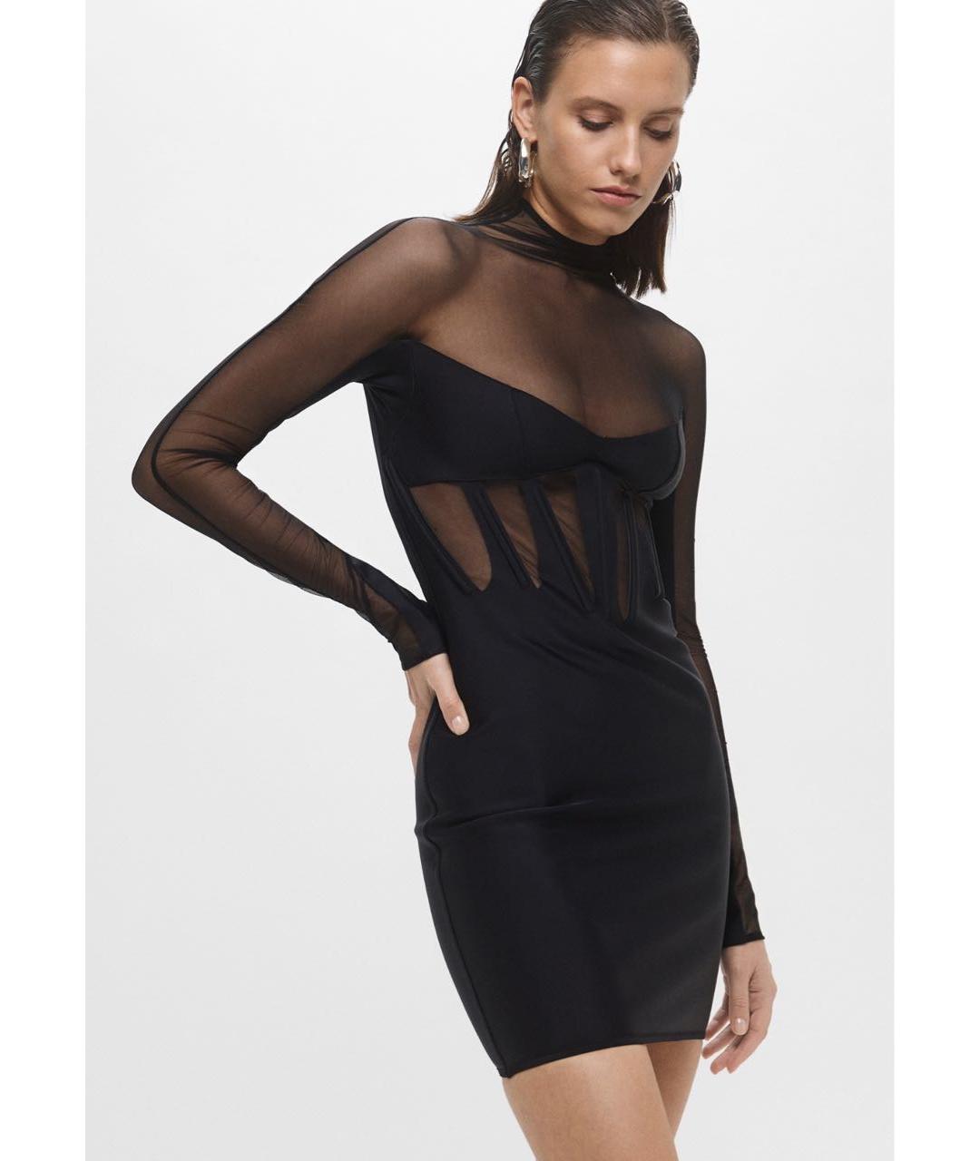 MUGLER Черное полиамидовое коктейльное платье, фото 3
