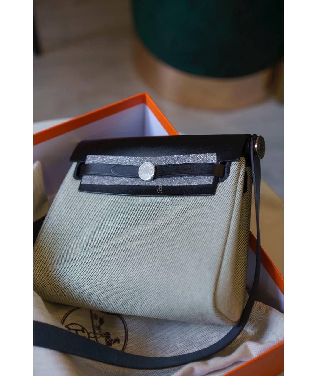 HERMES Серая тканевая сумка через плечо, фото 4
