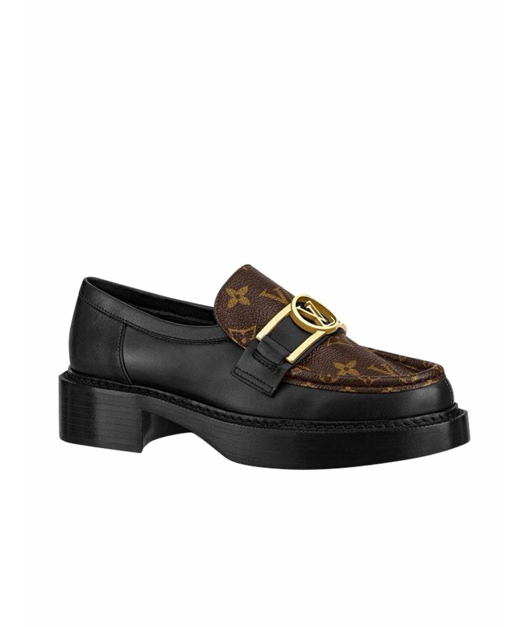 LOUIS VUITTON Черные кожаные лоферы, фото 1