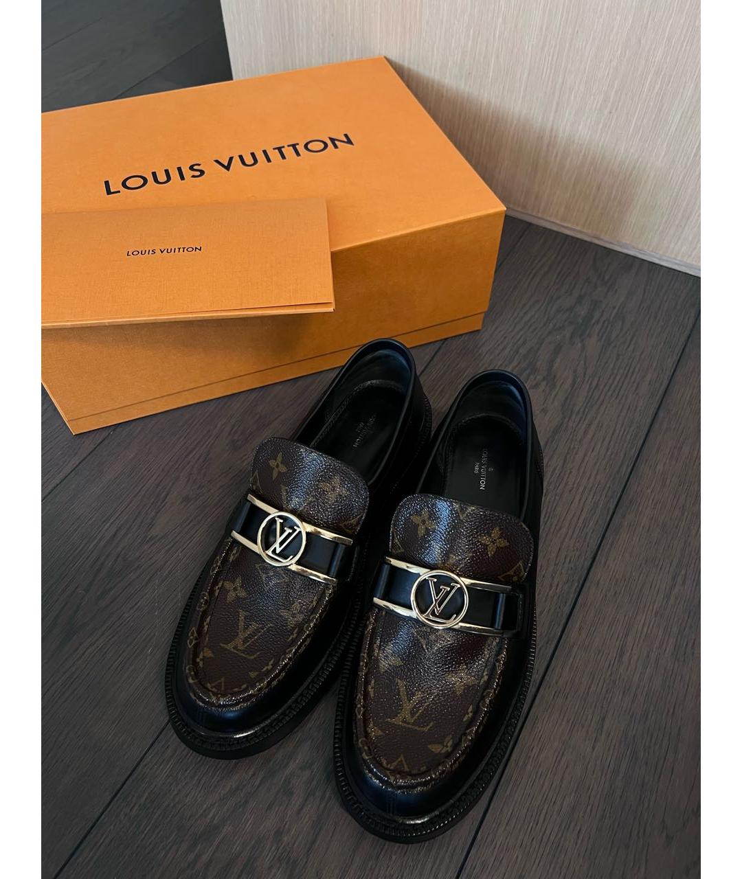 LOUIS VUITTON Черные кожаные лоферы, фото 4