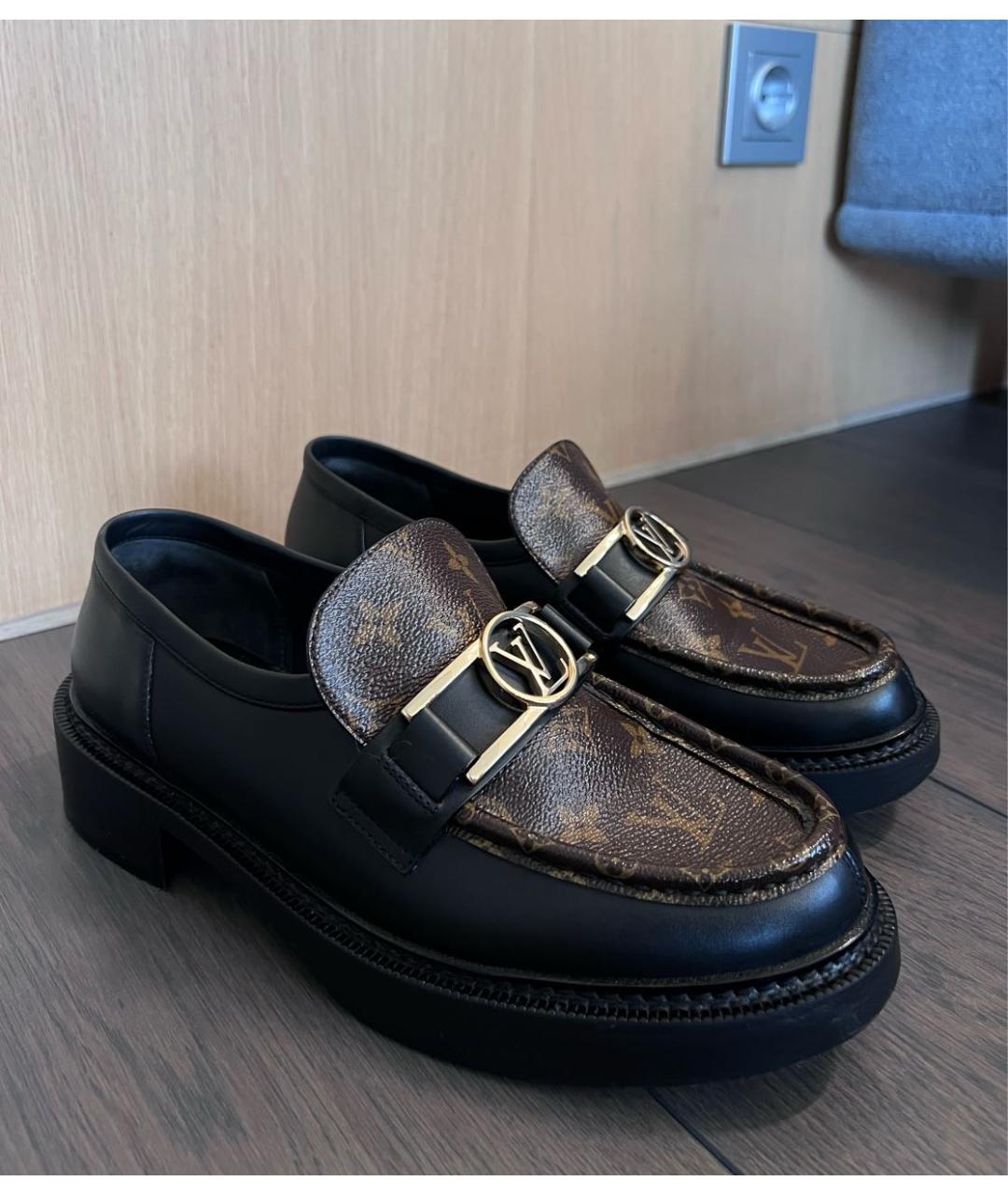 LOUIS VUITTON Черные кожаные лоферы, фото 2