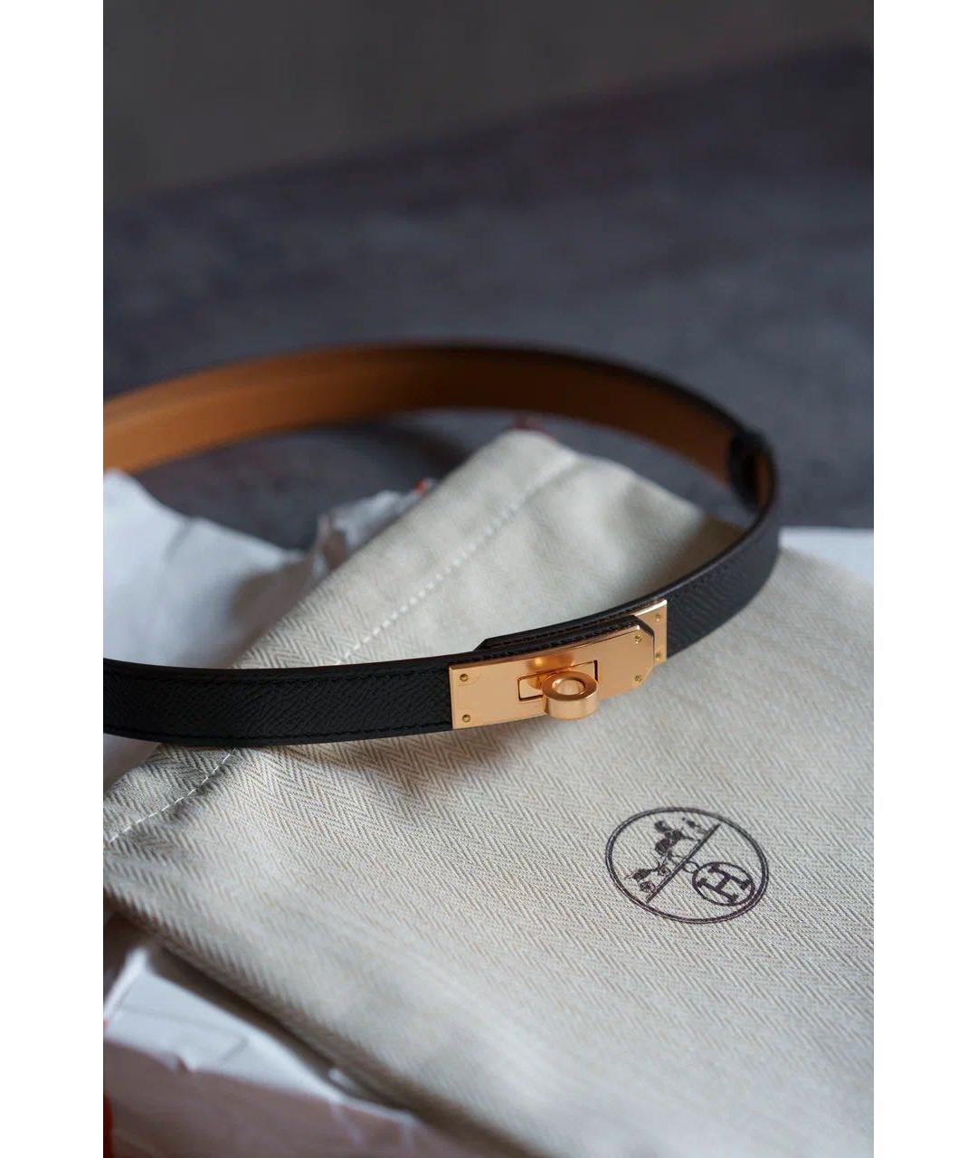 HERMES Черный кожаный ремень, фото 2
