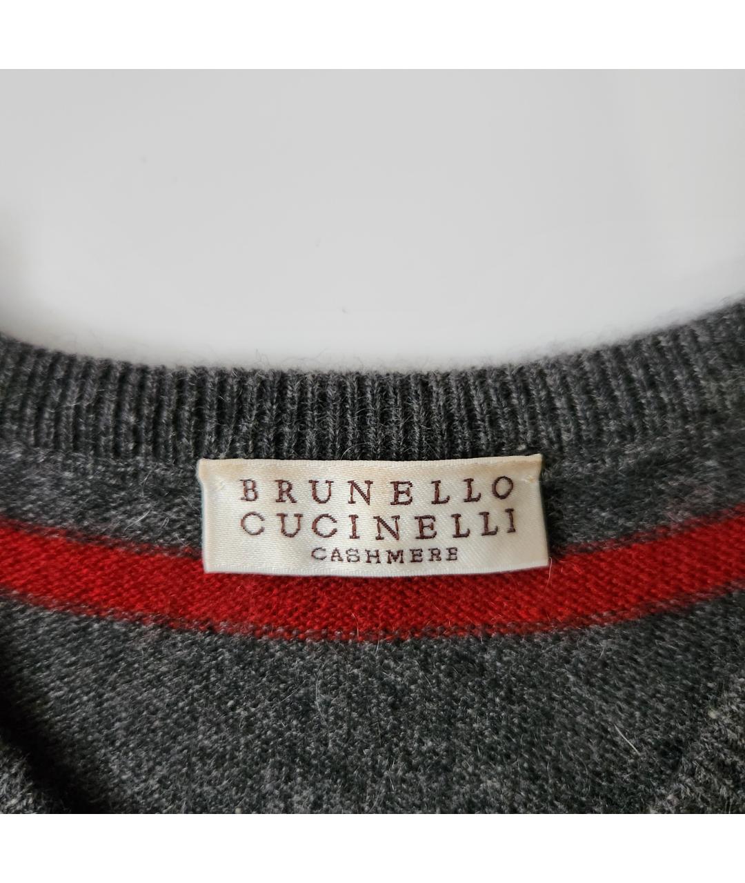 BRUNELLO CUCINELLI Серое кашемировое повседневное платье, фото 3