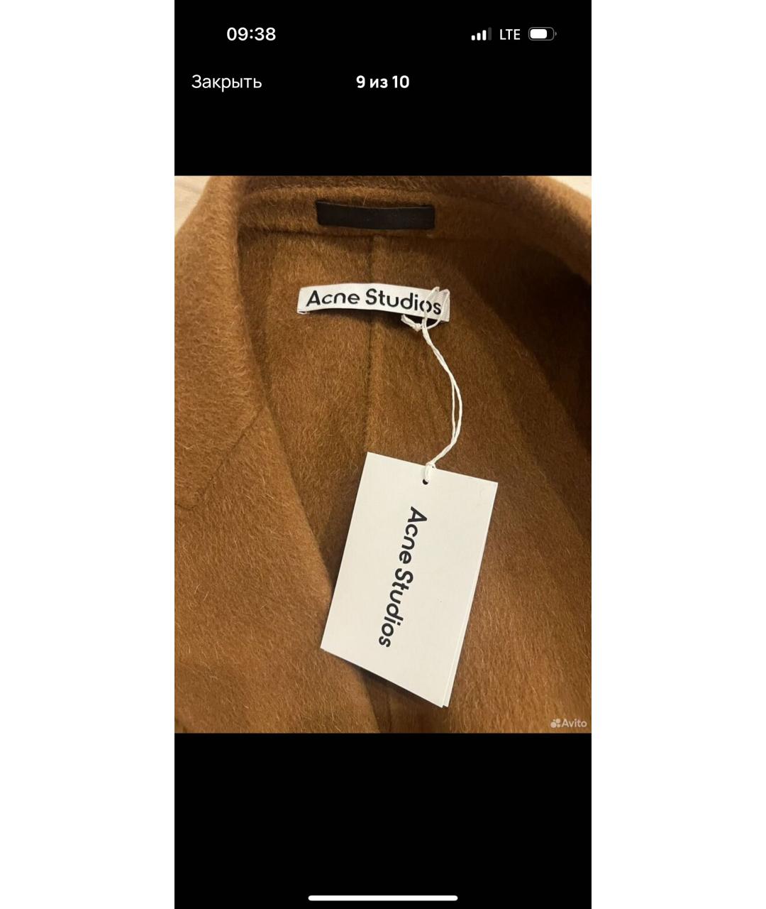 ACNE STUDIOS Коричневое шерстяное пальто, фото 6