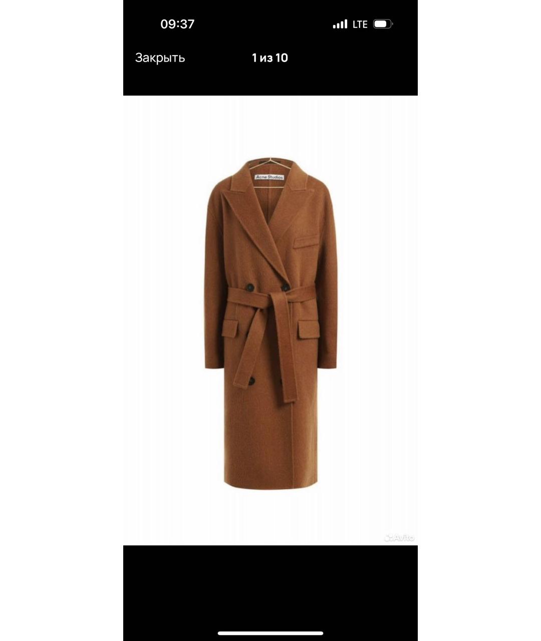 ACNE STUDIOS Коричневое шерстяное пальто, фото 8