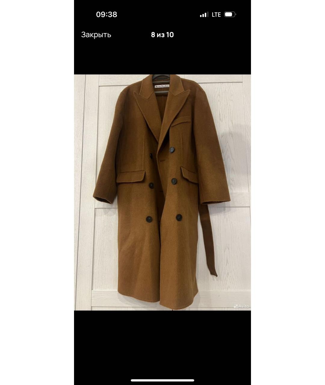 ACNE STUDIOS Коричневое шерстяное пальто, фото 5