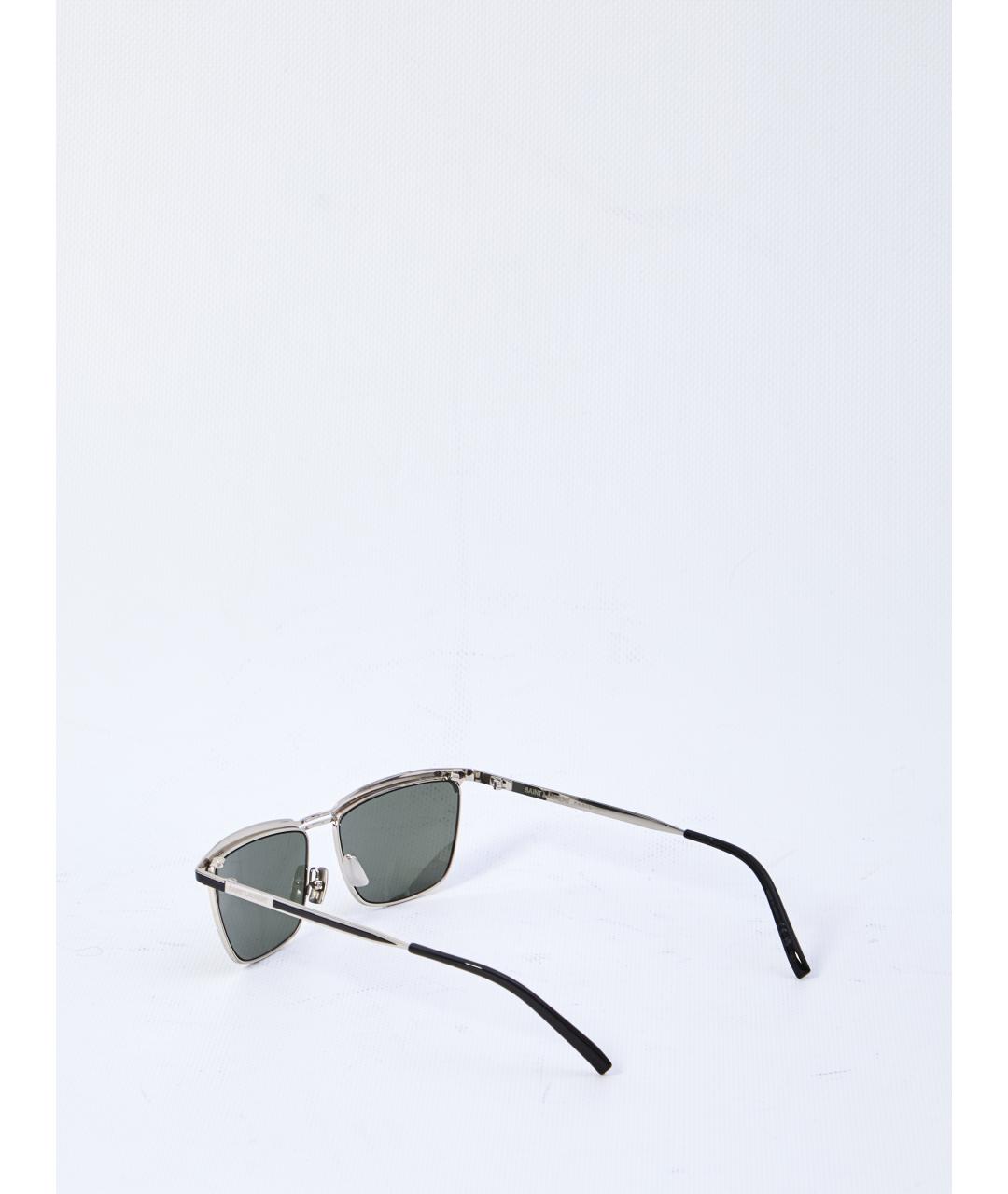 SAINT LAURENT Серебряные металлические солнцезащитные очки, фото 2