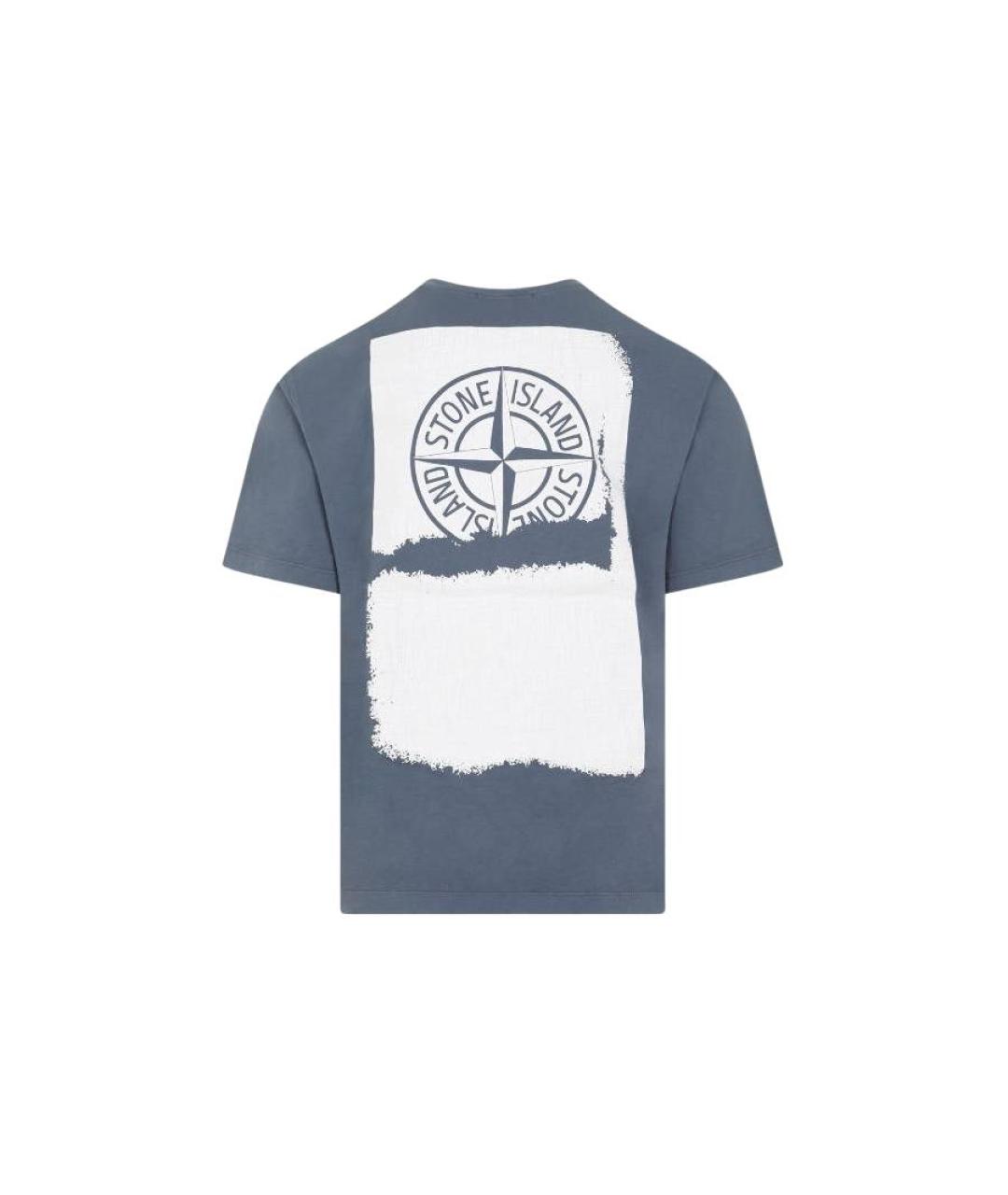 STONE ISLAND Синяя хлопковая футболка, фото 2