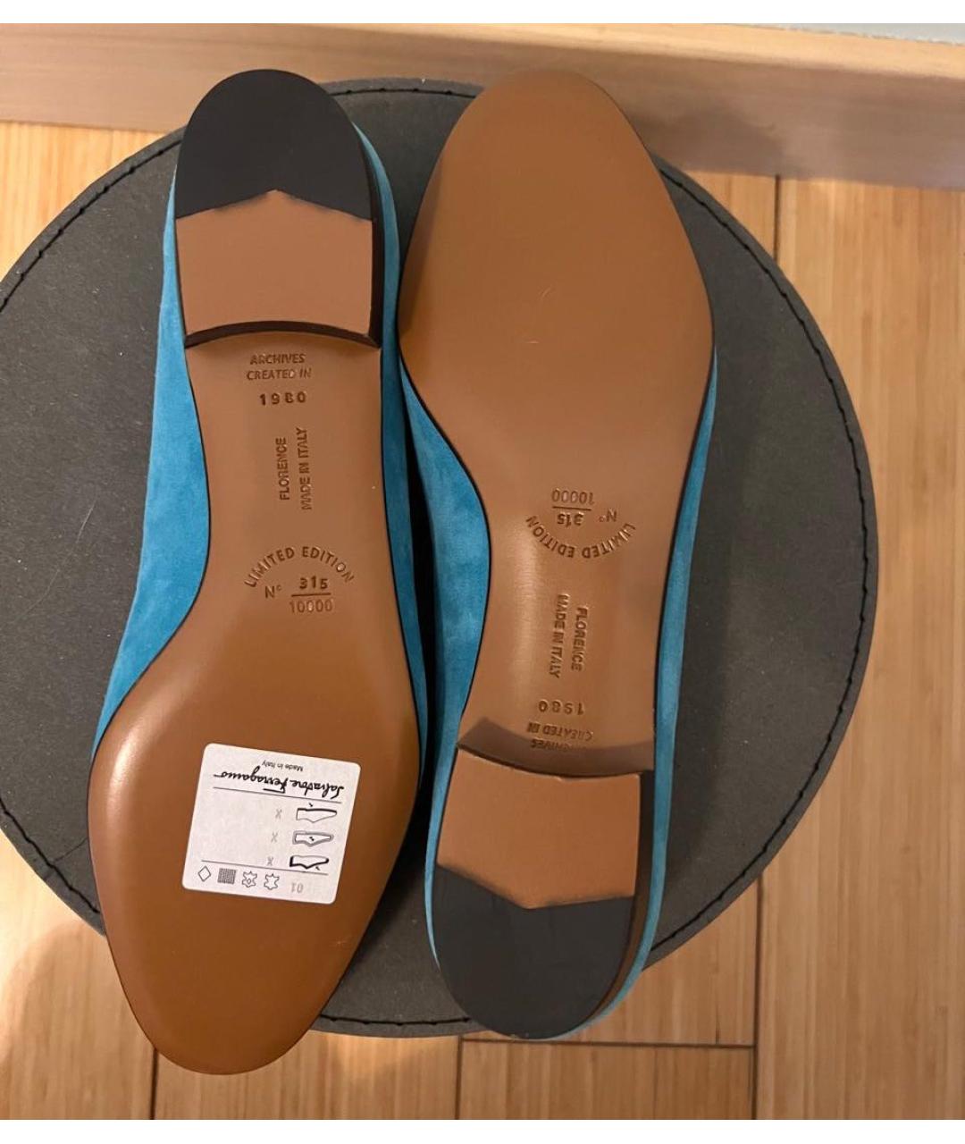 FERRAGAMO Голубые замшевые лоферы, фото 4