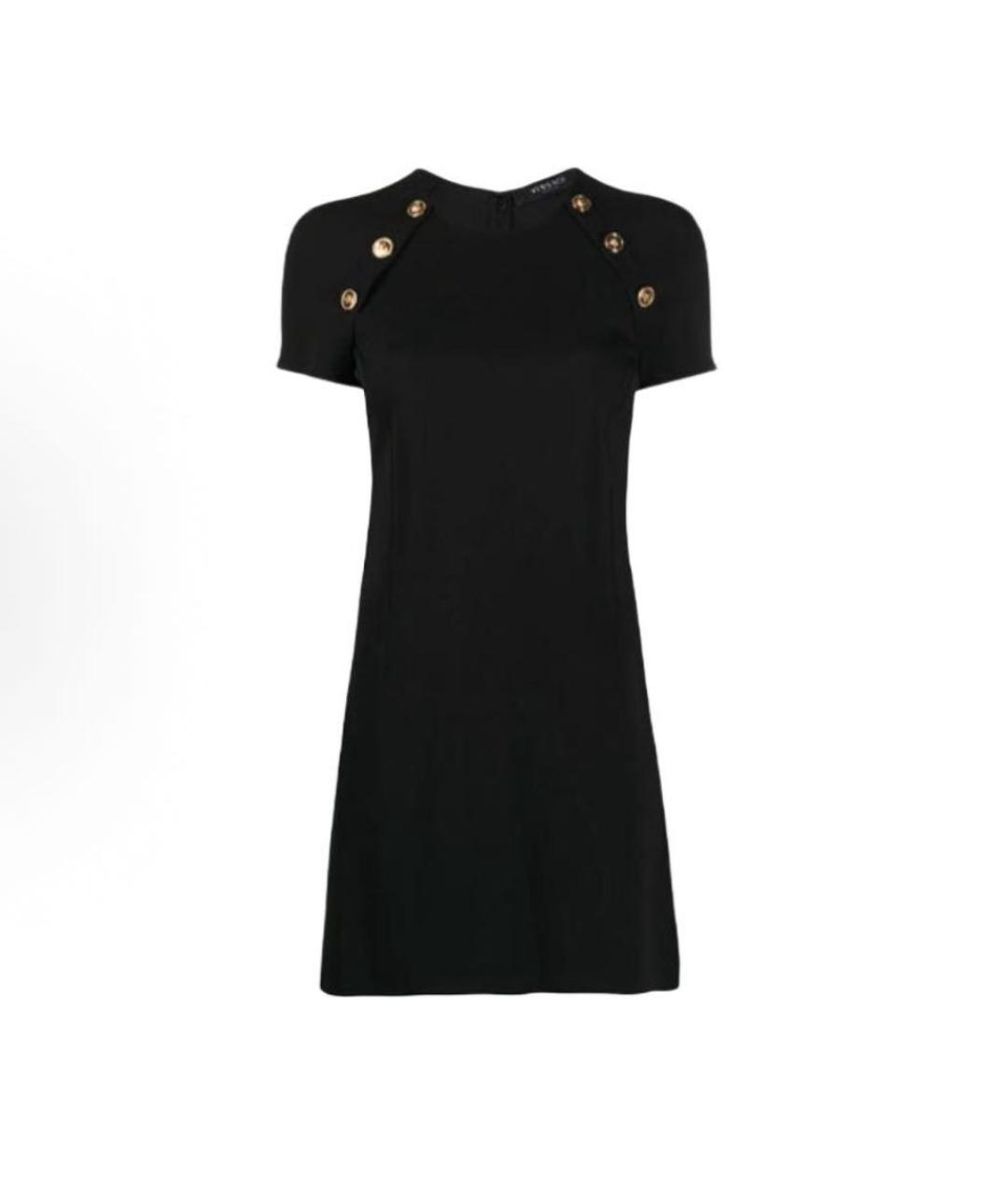 VERSACE Черное твидовое повседневное платье, фото 1