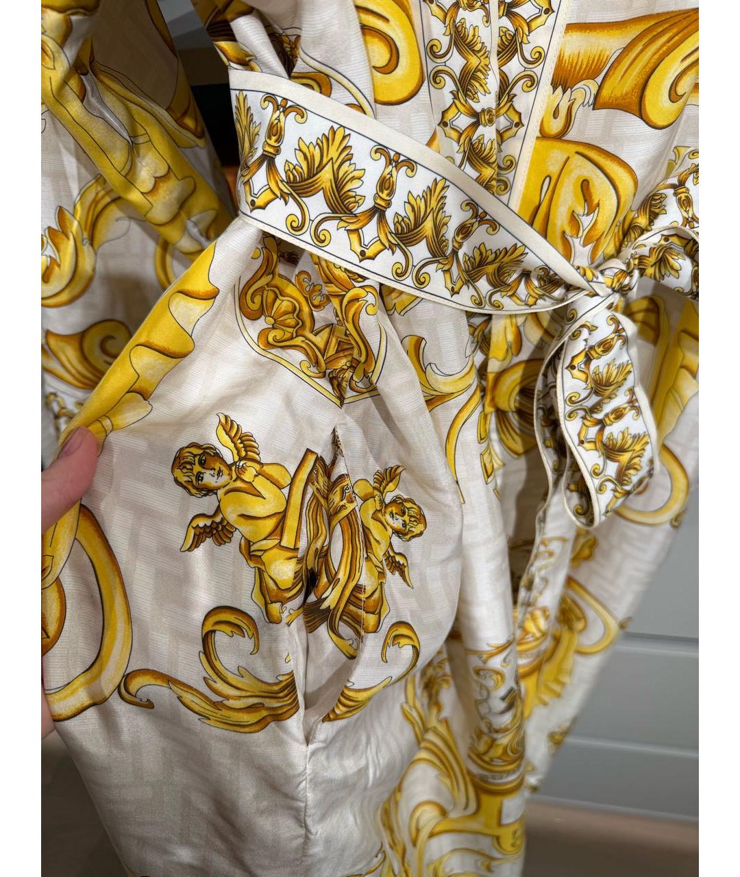 VERSACE Желтое шелковое платье, фото 4