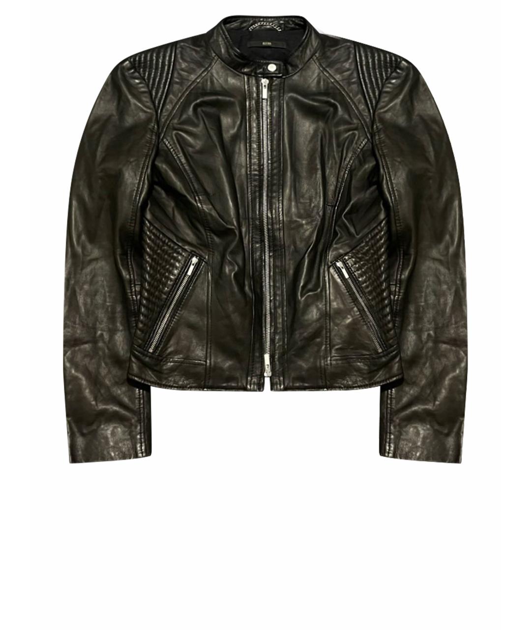 HUGO BOSS Черная кожаная куртка, фото 1