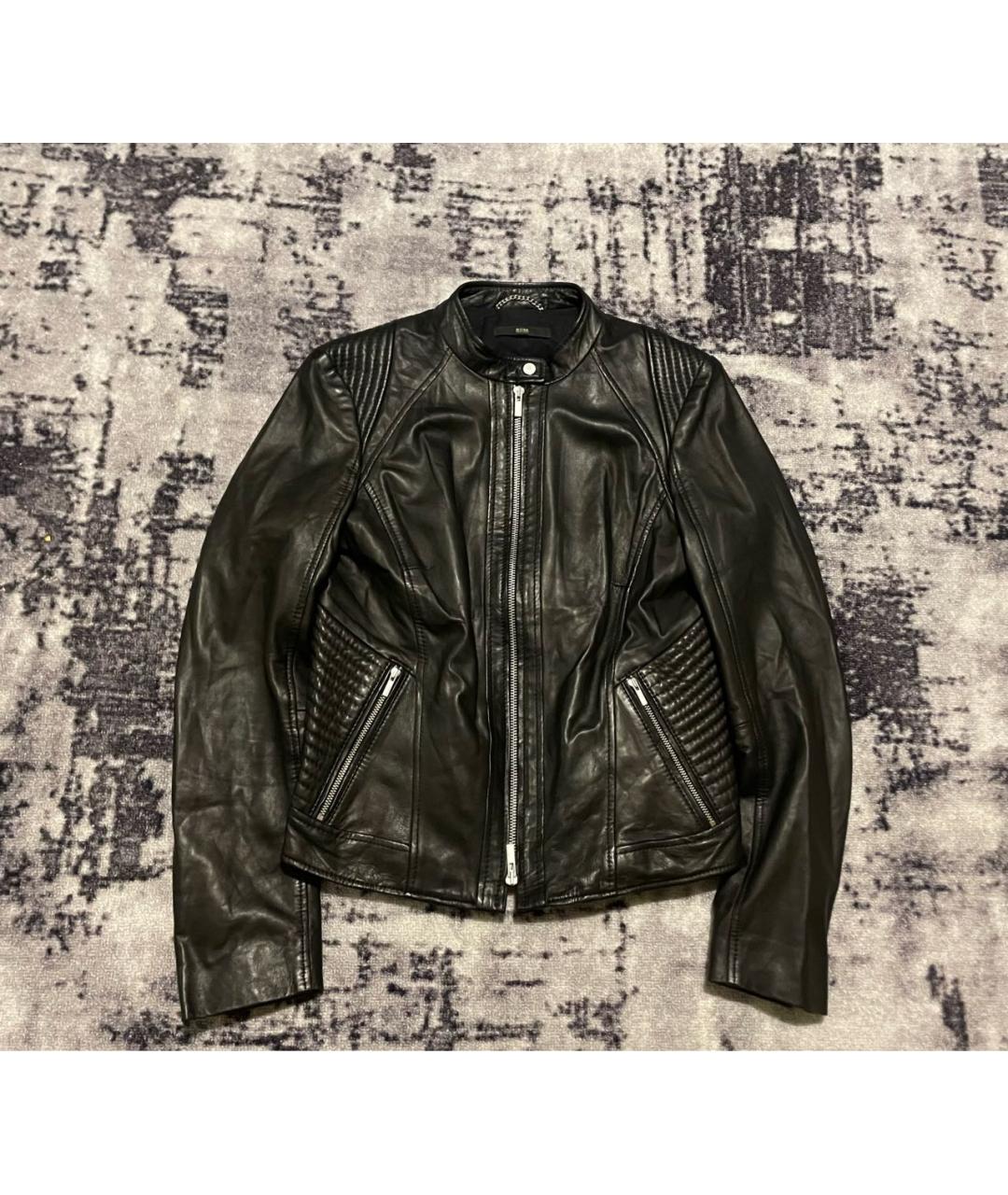 HUGO BOSS Черная кожаная куртка, фото 9