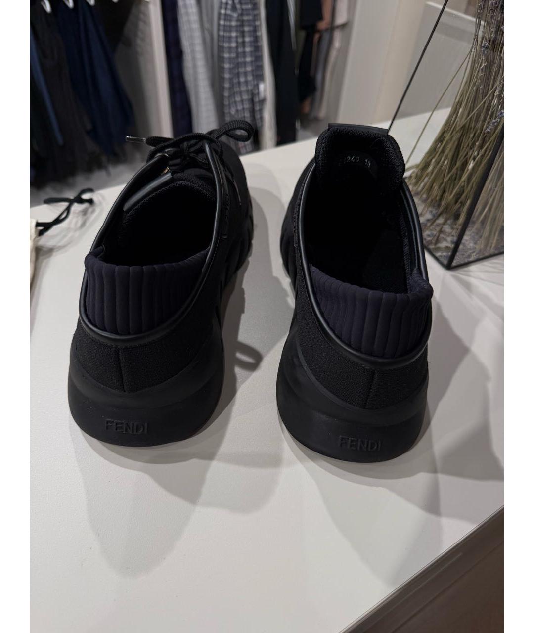 FENDI Черные текстильные высокие кроссовки / кеды, фото 4