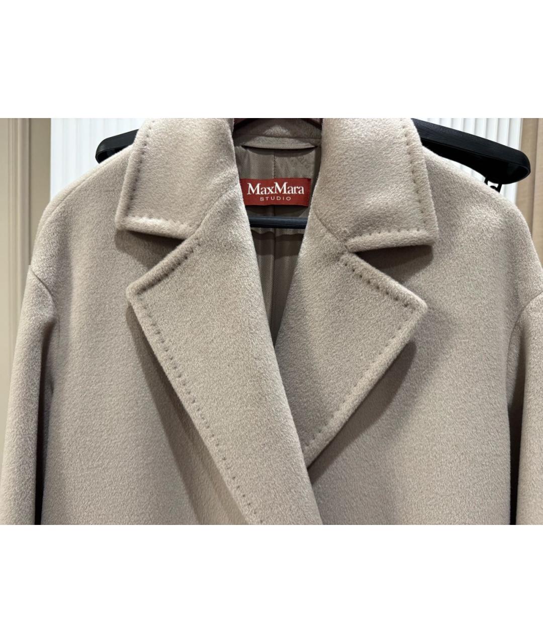 MAX MARA STUDIO Бежевое вискозное пальто, фото 5
