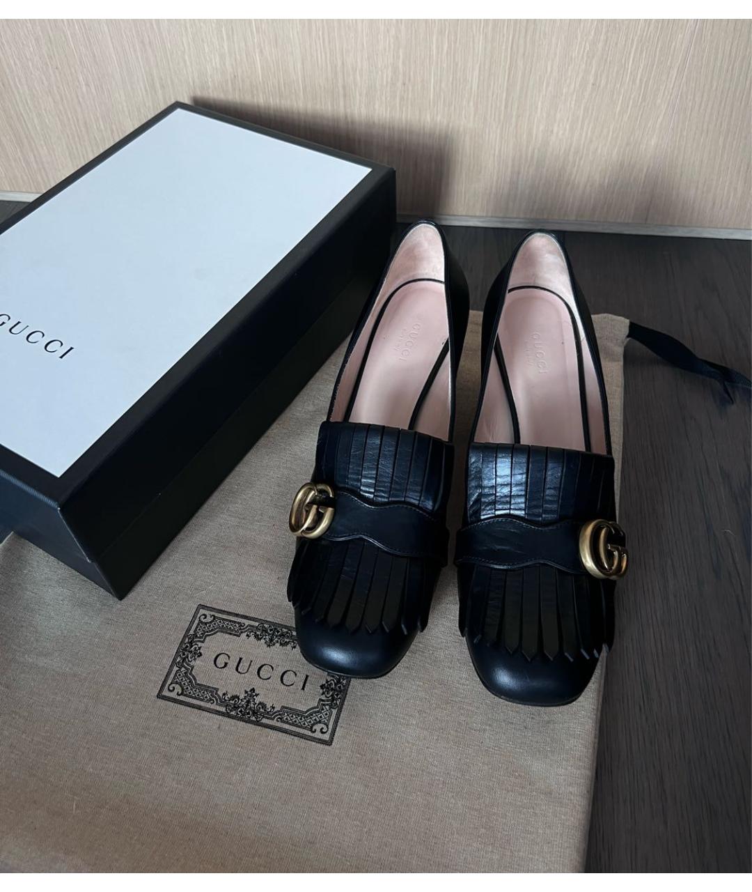GUCCI Черные кожаные туфли, фото 3