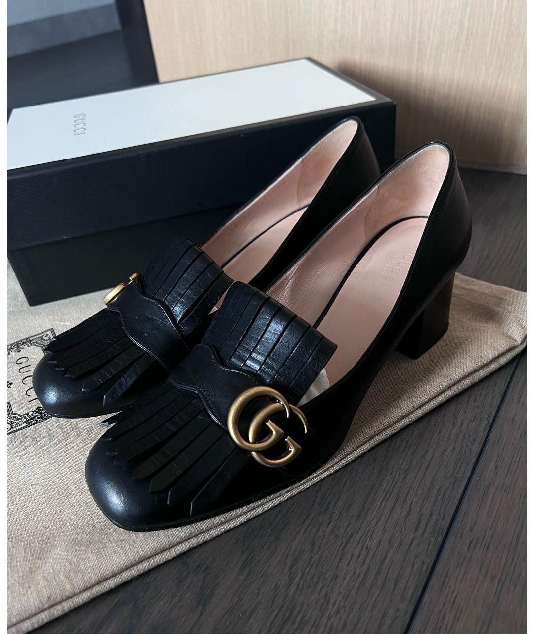 GUCCI Черные кожаные туфли, фото 2