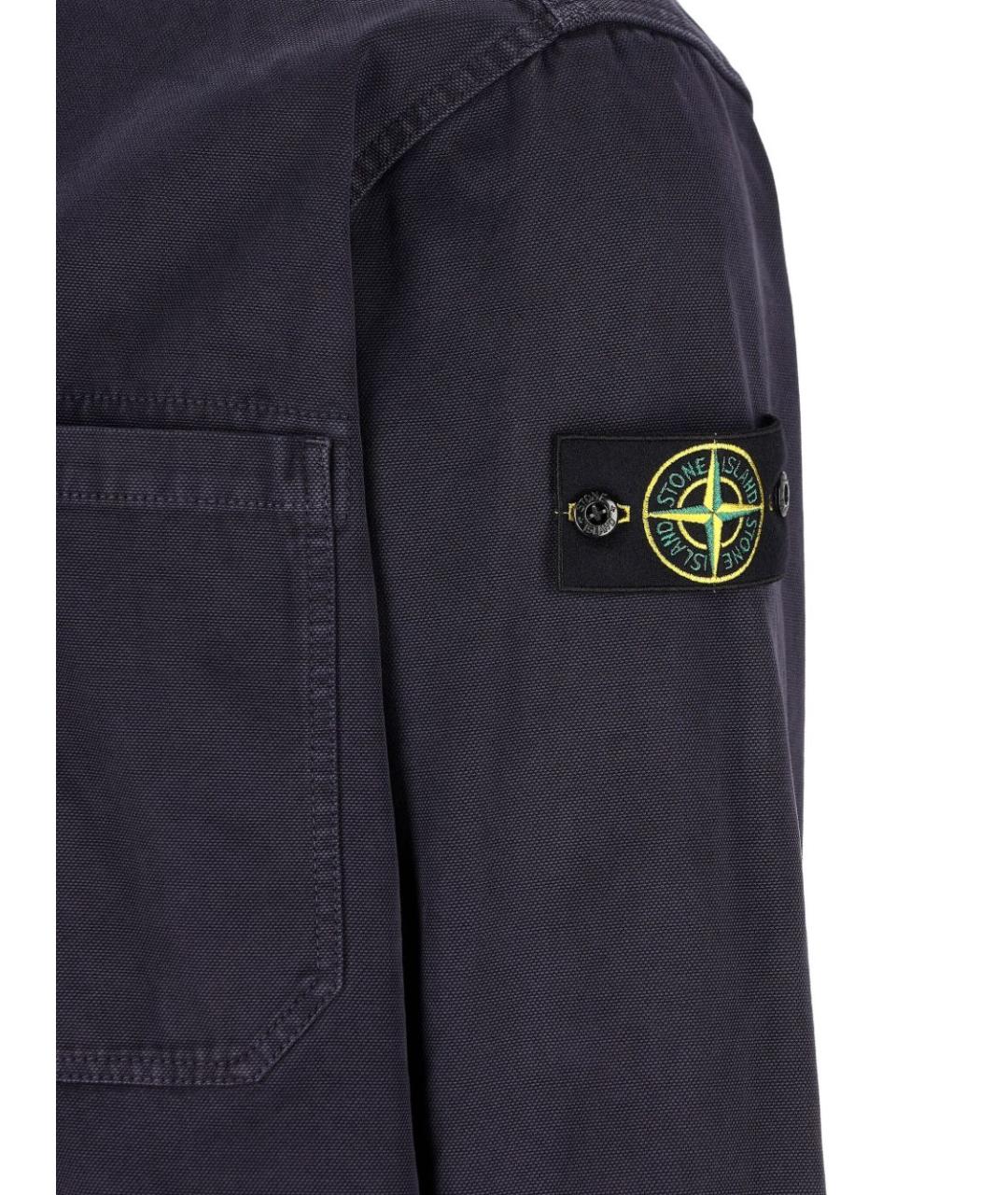 STONE ISLAND Темно-синяя хлопковая кэжуал рубашка, фото 2