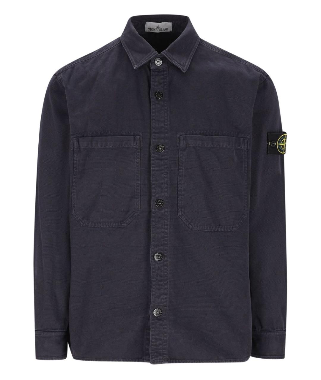 STONE ISLAND Темно-синяя хлопковая кэжуал рубашка, фото 1