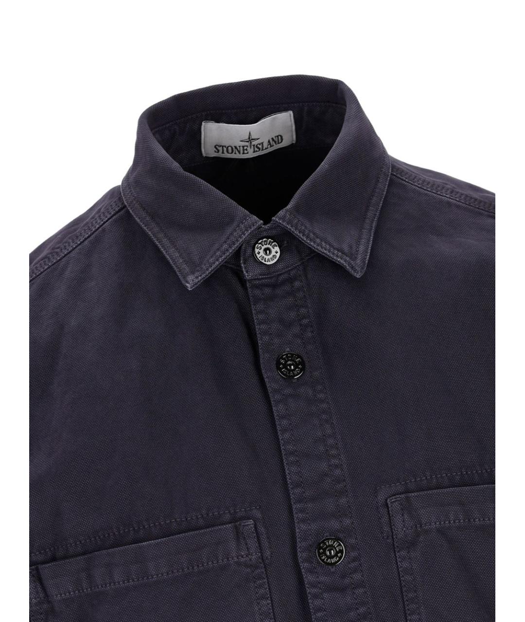 STONE ISLAND Темно-синяя хлопковая кэжуал рубашка, фото 4