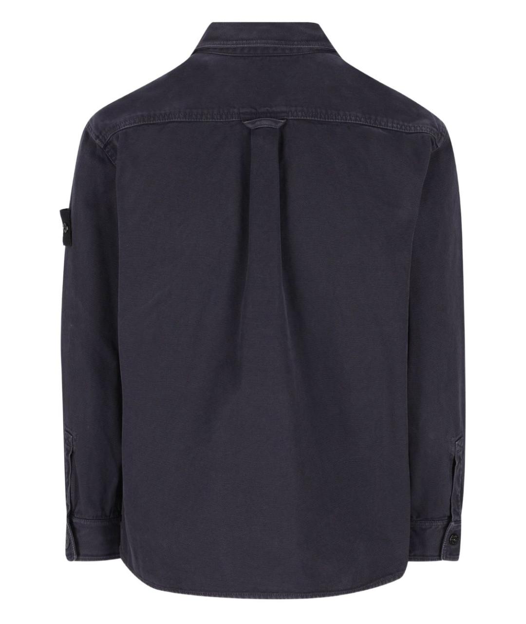 STONE ISLAND Темно-синяя хлопковая кэжуал рубашка, фото 3
