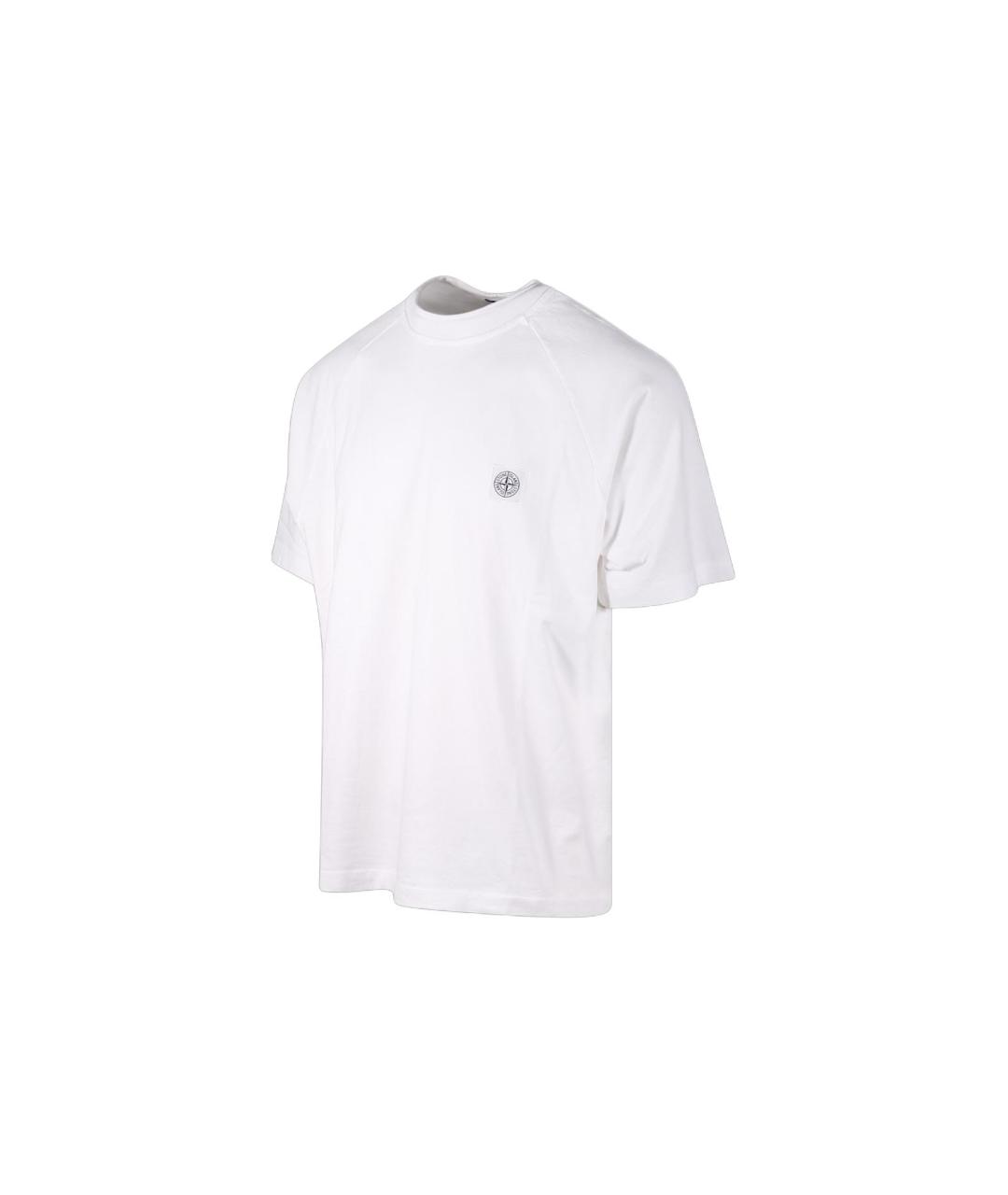 STONE ISLAND Белая хлопковая футболка, фото 3