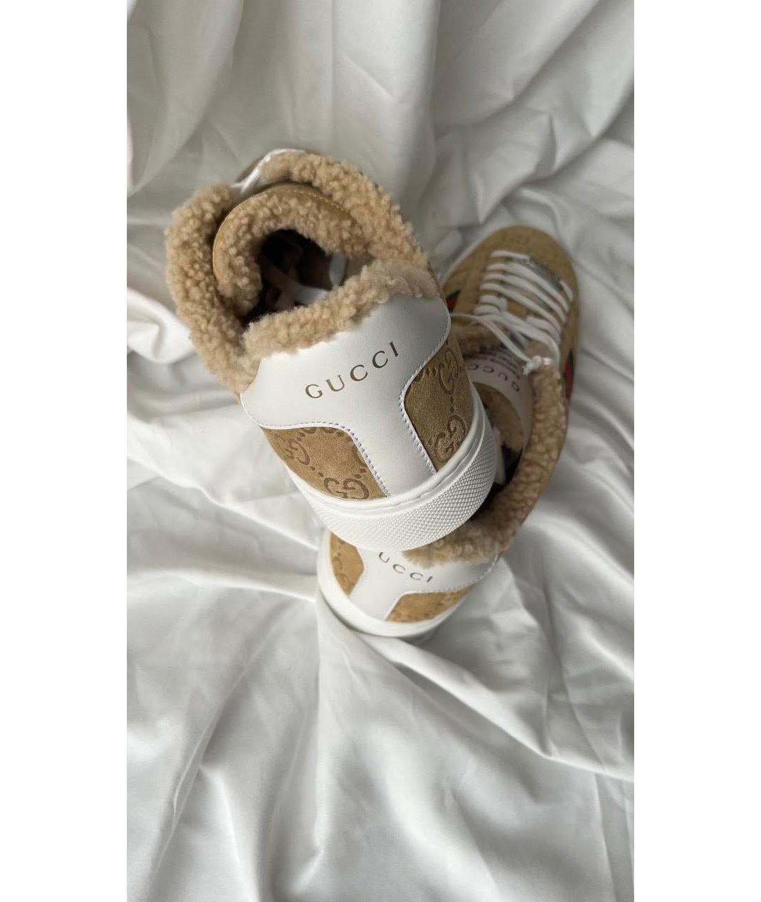 GUCCI Бежевые замшевые кеды, фото 7