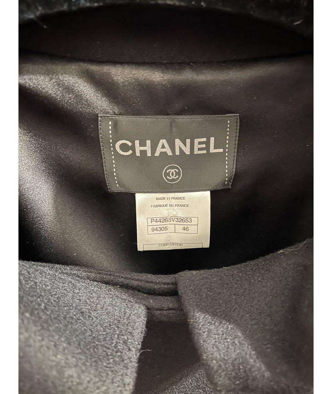 CHANEL Черное шерстяное пальто, фото 3